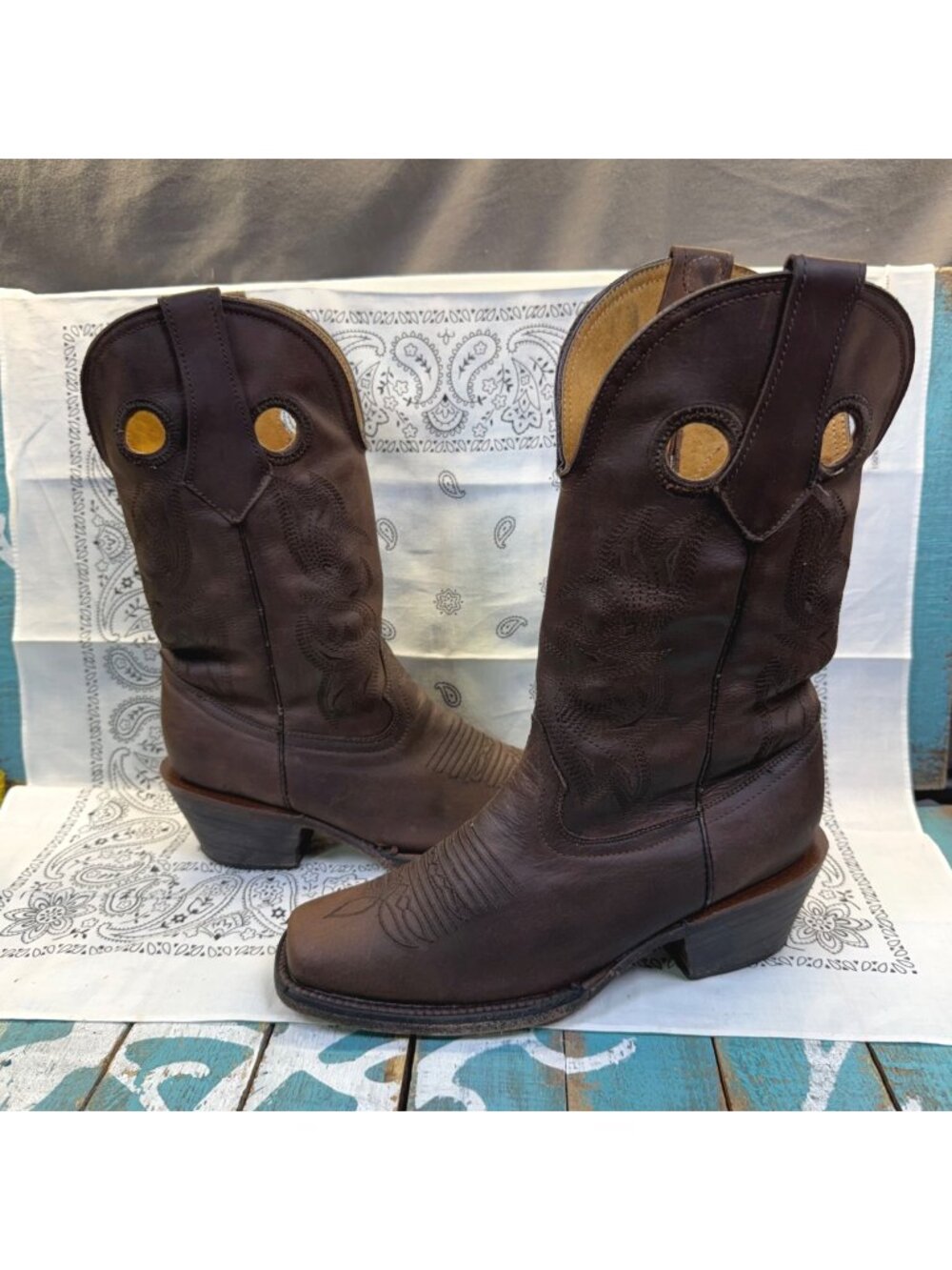 Pluma De Oro Square Toe Kids Sz 3 Handmade Cowboy Boots Leather Stitched/Mexico